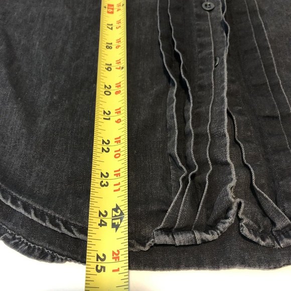 Madewell Black Denim Front Ruffle Button Up Shirt Top Women Size Small - Picture 13 of 16